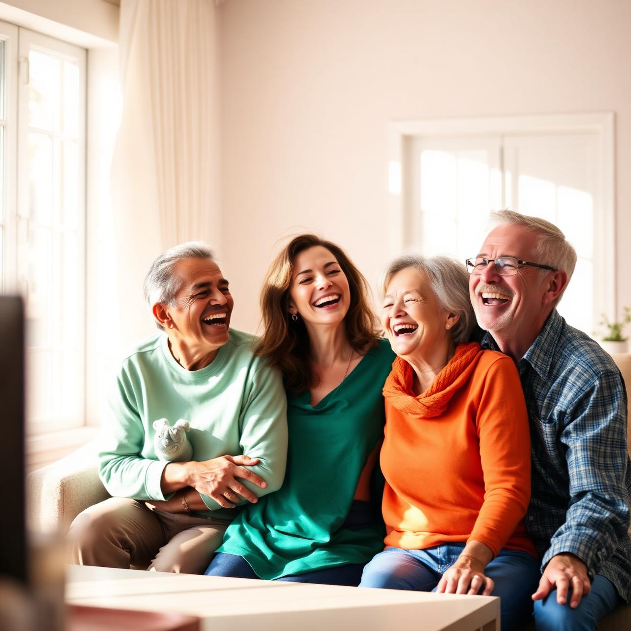 A family relaxing together at home